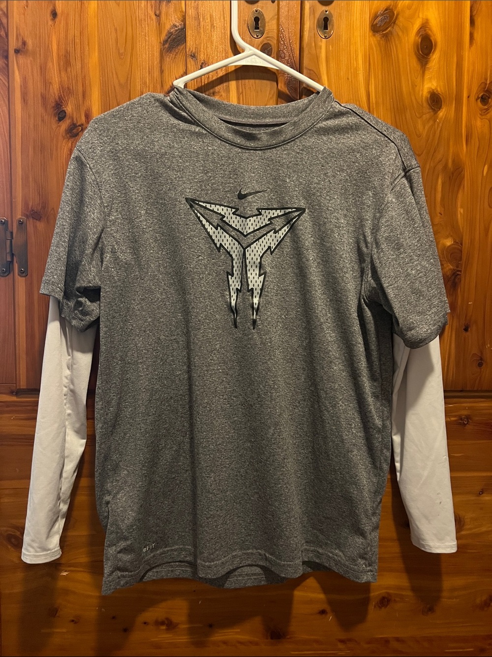 Nike Gray Performance Layered Long Sleeve Tee with White Underlayer